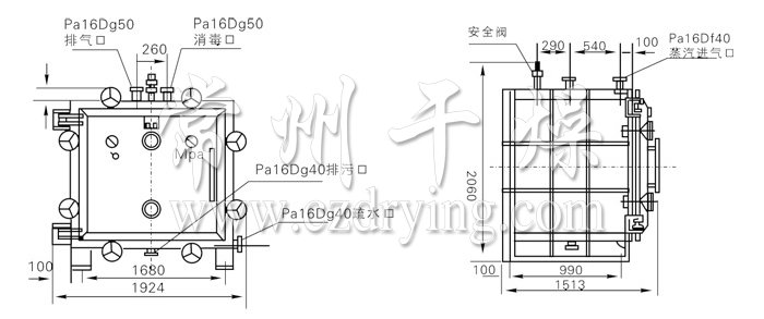 方形靜態(tài)真空干燥機結(jié)構(gòu)示意圖 方形靜態(tài)真空干燥機結(jié)構(gòu)示意圖